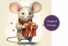 Watercolor Christmas Tumbler Sublimation, Christmas Mouse Product Image 2