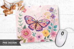 Butterfly Floral Wall Art Mouse Pad PNG Design Product Image 1