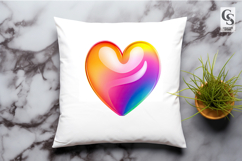 Glossy Gradient Rainbow Heart Clipart Sublimation PNG Product Image 3