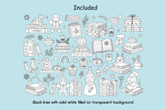 Winter Books Digital Stamp, Bookish Coloring Page Doodle Product Image 2