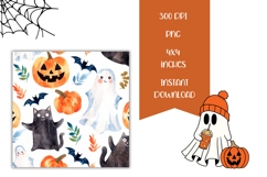 Watercolor Halloween Bats Square Coasters, Halloween PNG Product Image 2