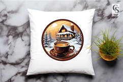 Cozy Winter Coffee Cabin Scene Clipart Sublimation PNG Product Image 2