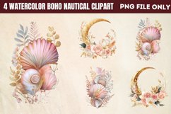 Watercolor Boho Nautical Clipart PNG Product Image 1