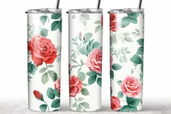 20oz Skinny Tumbler Wrap Flowers Sublimation, Floral Design Product Image 1