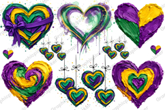 Mardi Gras Heart Brushstroke PNG, Mardi Gras PNG, Heart PNG Product Image 1