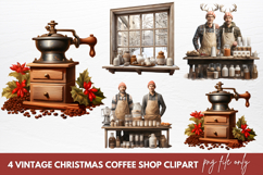 Vintage Christmas Coffee Shop Clipart Sublimation Product Image 1