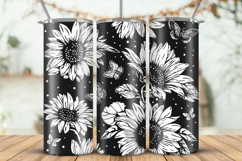 20oz Tumbler laser svg wrap|Sunflowers seamless pattern Product Image 1