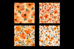 Orange Watercolor Floral Digital Paper Patterns Product Image 2