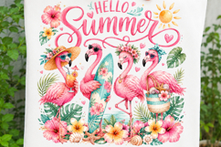 Hello Summer Flamingo Tropical Sublimation SVG Product Image 3