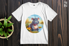 Cute Hippo Clipart Sublimation PNG Product Image 2