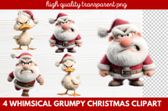 4 Whimsical Grumpy Christmas Clipart | Funny Grumpy Holiday Product Image 1