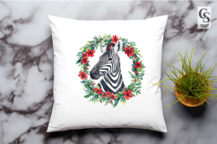 Zebra Red Floral Wreath Watercolor Clipart Sublimation PNG Product Image 3