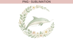 Dolphin Floral Wreath PNG | Ocean Animal Clipart | Coastal Product Image 3