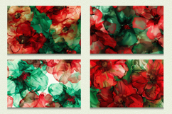 Red &amp; Green Alcohol Ink Flowers Cutting Boards sublimation D Product Image 2
