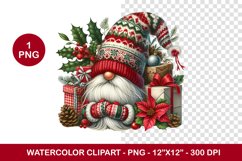 png watercolor clipart - christmas gnome Product Image 1
