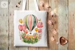 Spring HotAirBalloons 3 PNG watercolor floral clipart Product Image 3