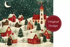 Christmas Night Tumbler Wrap, Christmas Village Tumbler PNG Product Image 2