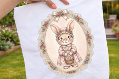 Floral Vintage Easter Grandma Bunny in Lace Frame PNG Product Image 2