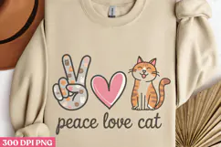 Peace Love Cat PNG, Cat Mom Sublimation PNG Product Image 3