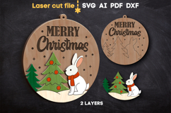 Hare Christmas Ornament SVG laser cut files for Glowforge Product Image 2