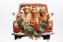 Vintage Red Truck With Many Clipart Product Image 2
