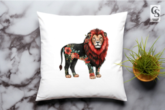 Floral Lion Illustration Clipart Sublimation PNG Product Image 3