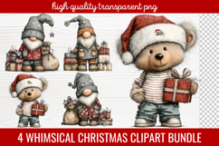 4 Whimsical Christmas Clipart | Cute Festive Holiday PNG Product Image 1