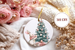 Christmas Rabbit Ornament, Pink Christmas Tree Ornament Product Image 2