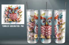 Owl with Flowers 3D Tumbler Wrap Sublimation PNG Product Image 2