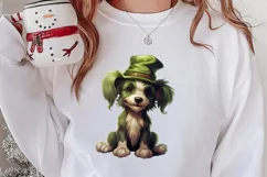 Green Christmas Dog Clipart Sublimation, Christmas Dog PNG Product Image 2