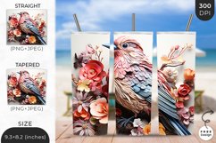 3D Cute Birds Tumbler Wrap| 3D Bird Sublimation Product Image 1
