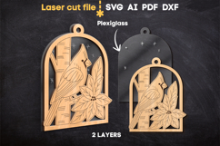 Cardinal Christmas Ornament SVG laser cut file for Glowforge Product Image 2