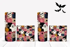 Skull Tumbler Wrap, Cartoon Halloween Ghost Tumbler Design Product Image 2