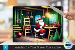 Santa&#039;s Workshop Bamboo Cutting Board Sublimation Design Product Image 1