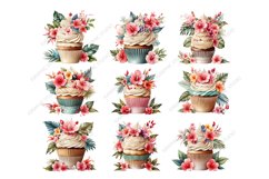 Tropical Floral Cupcake Clipart, Product Image 2