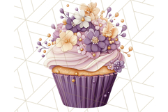 Cupcake Clipart with Florals and Pastel Frosting Png, Spring Product Image 2