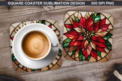 Flowers Coaster Sublimation, Winter Flowers Coaster PNG Product Image 1