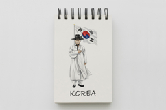 Elderly Korean Scholar Official Hanbok Taegeukgi Flag PNG Product Image 5