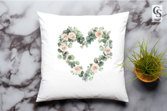 Eucalyptus Floral Heart Wreath Clipart Sublimation PNG Product Image 3