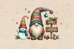 Gnome & Snowman. Christmas clipart. PNG sublimation Product Image 4