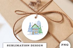 Watercolor Christmas house Sublimation design Product Image 2