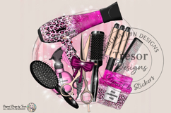 Pink Hairdresser PNG Glam Salon Tools Leopard Design Product Image 1