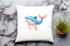 Cute Blue Whale Clipart Sublimation PNG Product Image 2