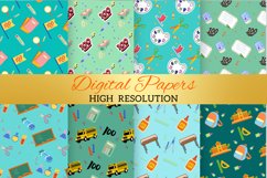 Turquoise 100 Days of School Digital Paper Patterns Design Product Image 2