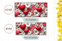 Flowers Mug Wrap Sublimation, Love Hearts Mug Design Product Image 2