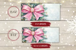 Watercolor Christmas Mug Wrap, Cozy Christmas Ribbon Mug Product Image 2