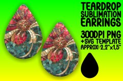Sparkly Flower Mosaic Teardrop Earring Design Product Image 1