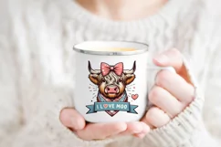 Cute highland cow, I love moo Sublimation PNG. Product Image 2
