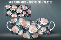 3D Flowers Mug Sublimation PNG Mug Wrap Product Image 2