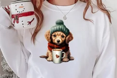 Christmas Dog And Coffee Clipart, Christmas Clipart Product Image 2